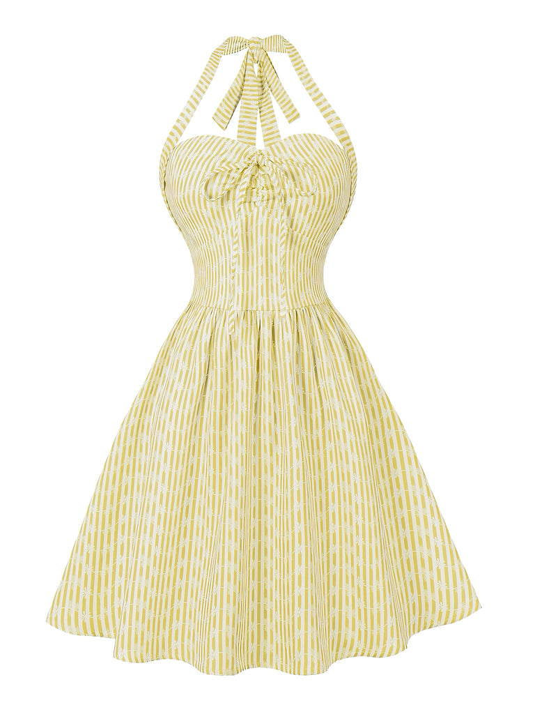 50er Swing-Minikleid mit Streifen und Bindekragen