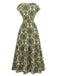 70er Boho Maxikleid mit Ornament-Blumen und V-Ausschnitt