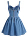 Blaues 80er Korsett-Minikleid im Denim-Look