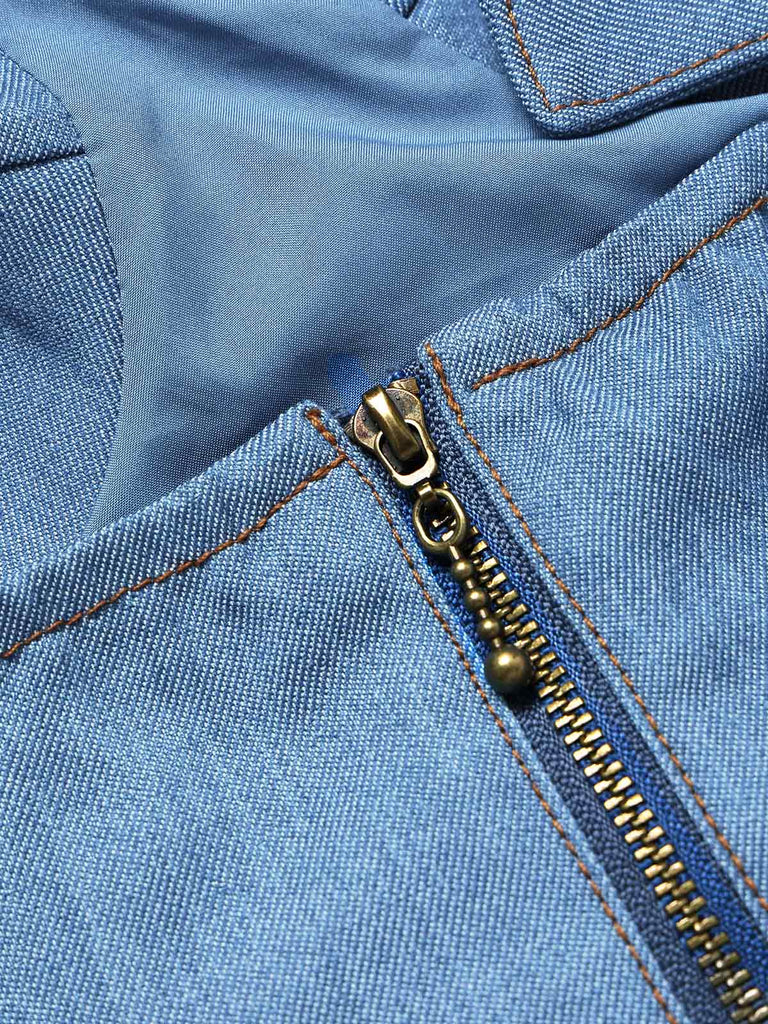 Blaues 80er Korsett-Minikleid im Denim-Look