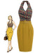 Braunes 60er Bleistiftkleid mit Karomuster
