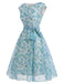 50er Swingkleid mit Bootskragen und Blumen