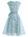 50er Swingkleid mit Bootskragen und Blumen