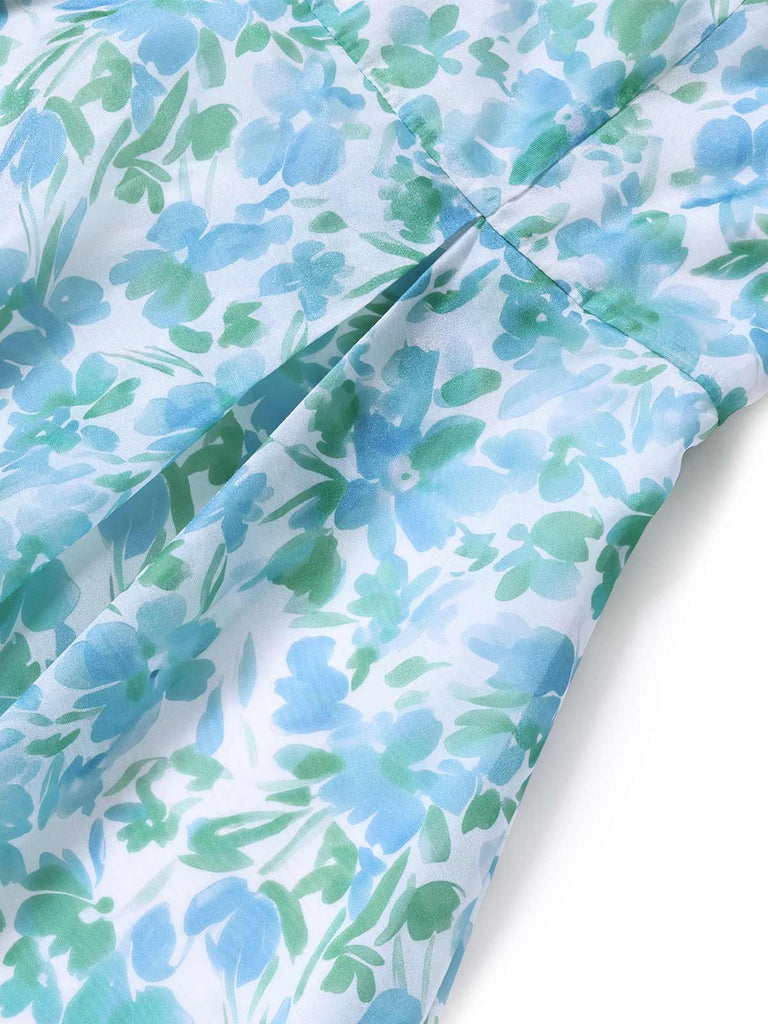 50er Swingkleid mit Bootskragen und Blumen
