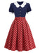 Marineblaues 50er Kleid mit Polka-Dots