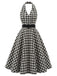 Schwarzes 50er Swingkleid mit Neckholder und Karo