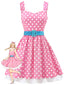 [Vorverkauf] Rosa 50er Kleid mit Herz-Ausschnitt und Polka-Dots