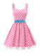 Rosa 50er Kleid mit Polka-Dots und Gürtel