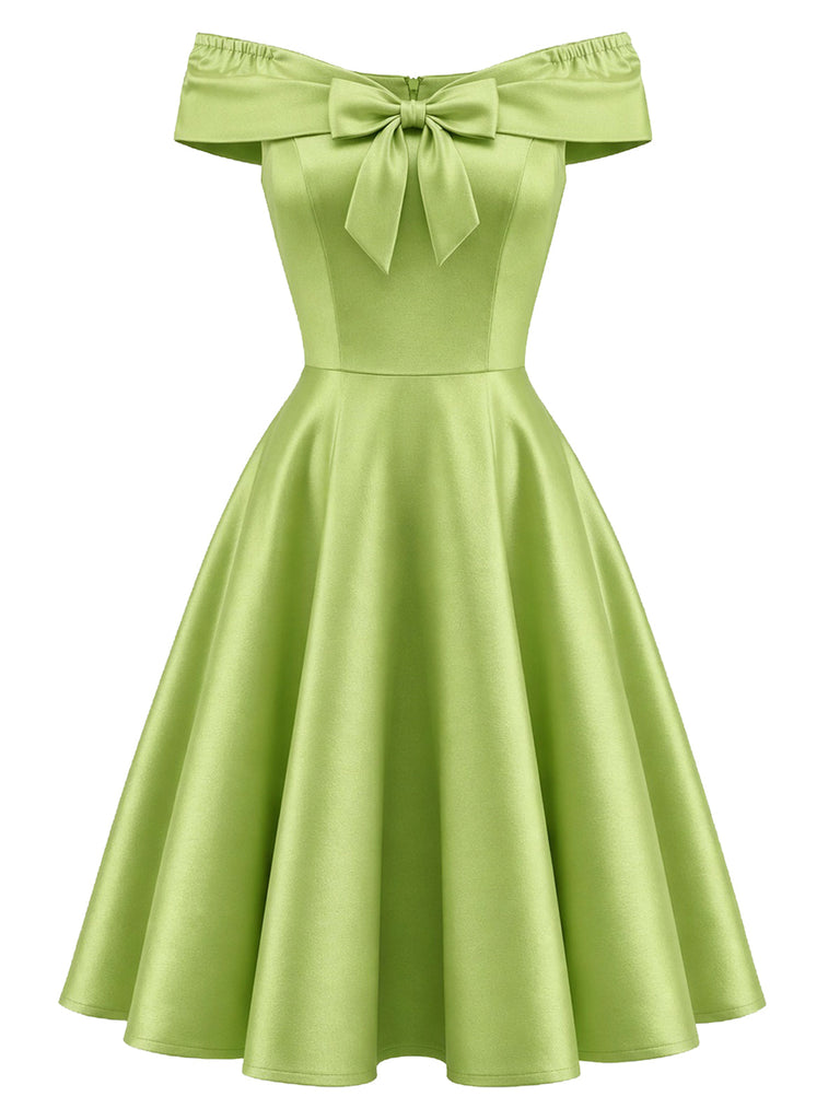 50er schulterfreies Kleid mit Schleife und Schmetterling