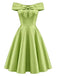 50er schulterfreies Kleid mit Schleife und Schmetterling