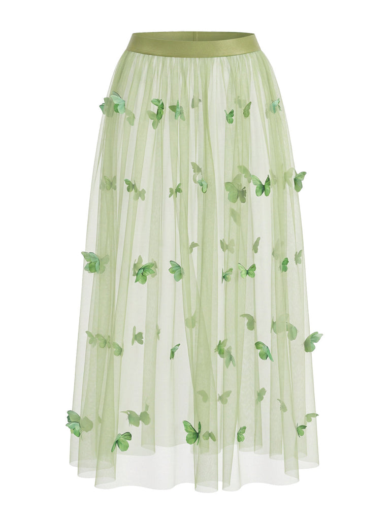 50er schulterfreies Kleid mit Schleife und Schmetterling