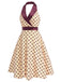 Apricotes 50er Satin-Kleid mit Schal-Kragen und Polka-Dots