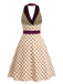 Apricotes 50er Satin-Kleid mit Schal-Kragen und Polka-Dots