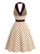 [Vorverkauf] Apricot 50er Neckholderkleid mit Polka-Dots und Schalkragen