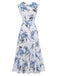 White 1950s Floral V Neck Dress 3