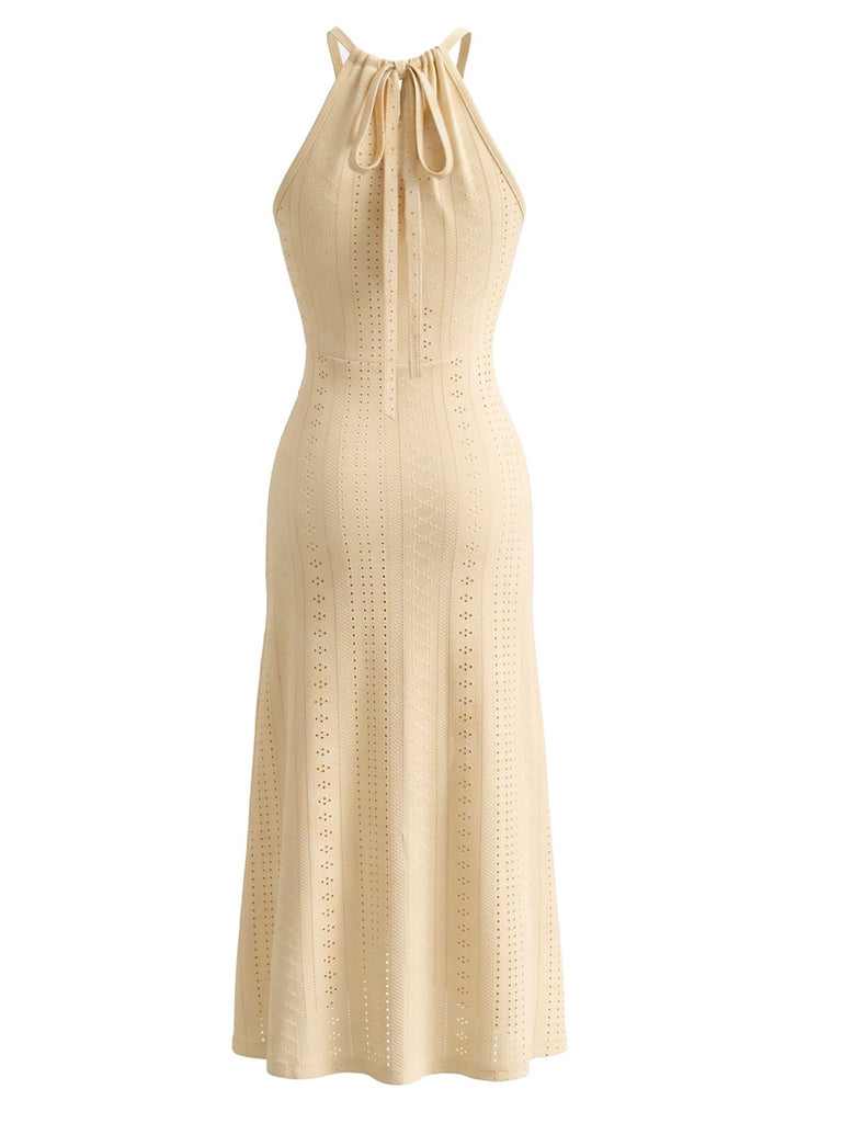 60er Kleid mit Neckholder und Häkelarbeit