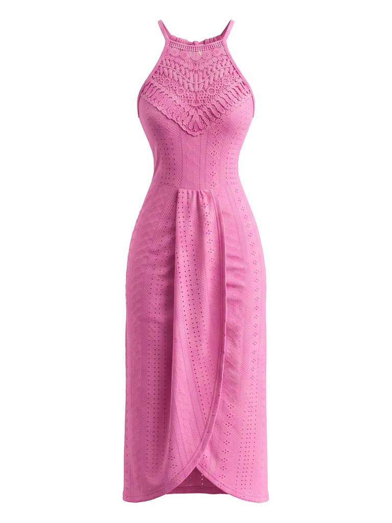 60er Kleid mit Neckholder und Häkelarbeit