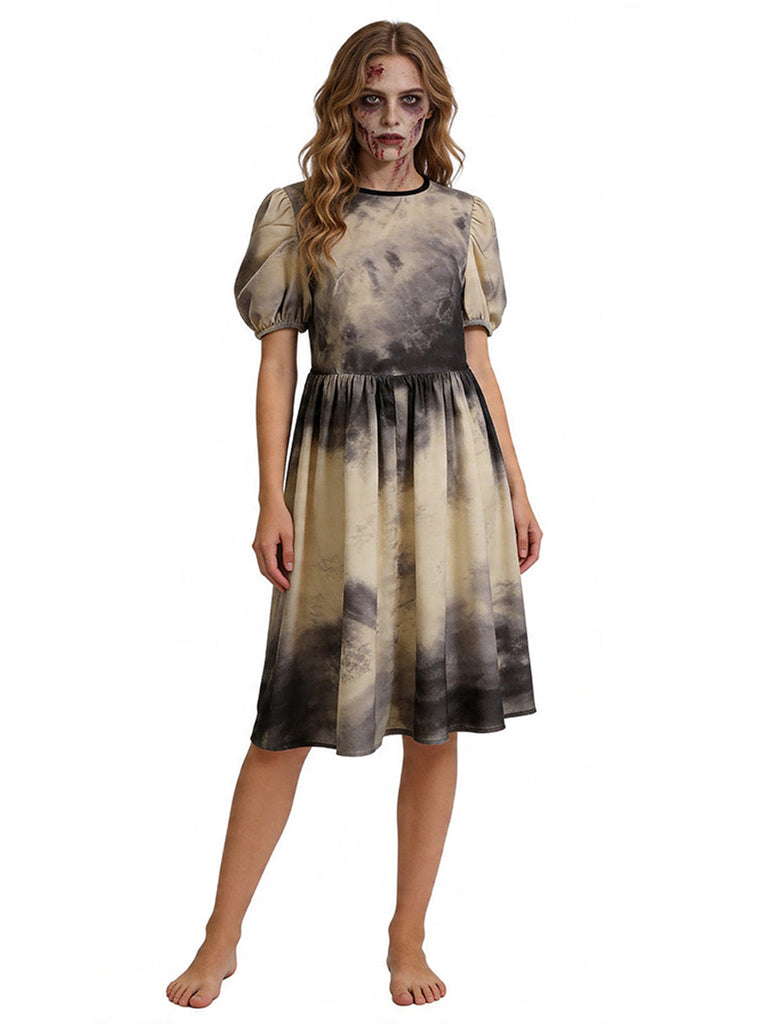 50er Halloween Kleid mit Puffärmel und Batik