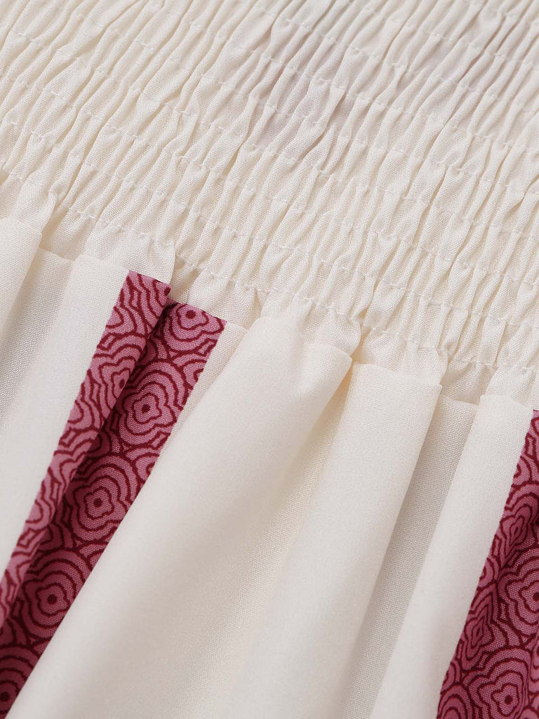Beige & Rosa 50er Swingkleid mit Spaghettiträger