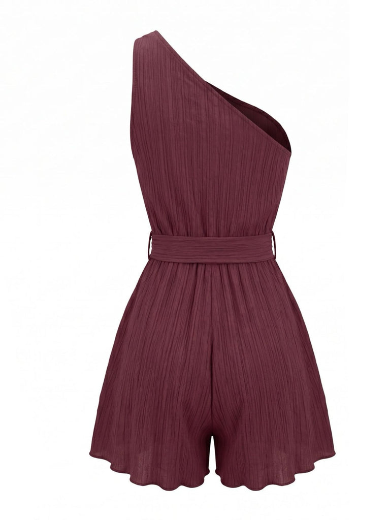 50er Romper mit One-Shoulder und Struktur