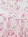 Rosa 70er Blumen-Maxikleid mit Bindeträgern und Stufenrock