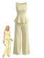 Hellgelbes 50er Top & Hose Set mit Schößchen und Schleife