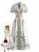Weißes 50er Kleid mit tropischem Blumenmuster und hoher Taille