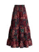 70er Maxirock mit Blumen und Hohe Taille
