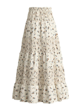 70er Maxirock mit Blumen und Hohe Taille