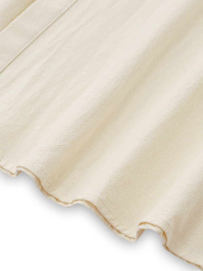 Beige 40er Kleid mit Kappärmel und Blumen