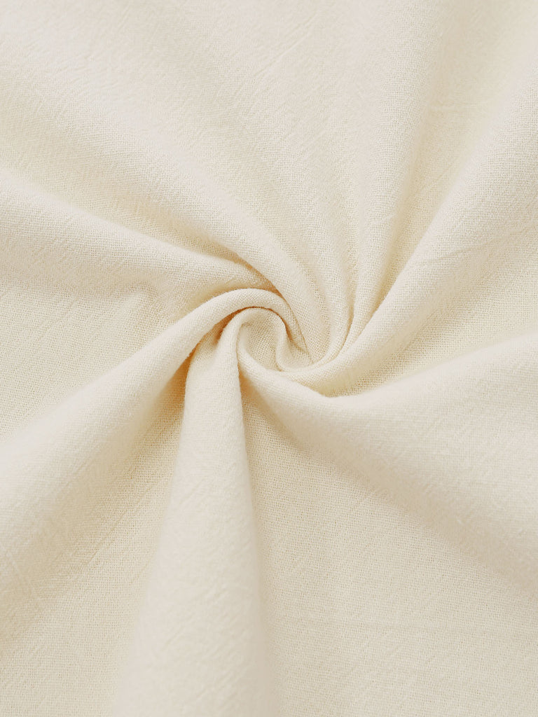 Beige 40er Kleid mit Kappärmel und Blumen