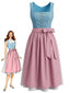 Blaues 50er Oktoberfest-Dirndl-Set mit rosa Schürze