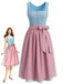 Rosa & Blaues 50er Top mit Eckiger Ausschnitt