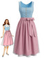 Blaues 50er Oktoberfest-Dirndl-Set mit rosa Schürze