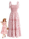 Rosa 40er Maxikleid mit Ditsy-Blumen