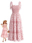 Rosa 40er Maxikleid mit Ditsy-Blumen