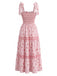 Rosa 40er Maxikleid mit Ditsy-Blumen