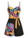 Schwarzer 40er Halloween Romper mit Patchwork