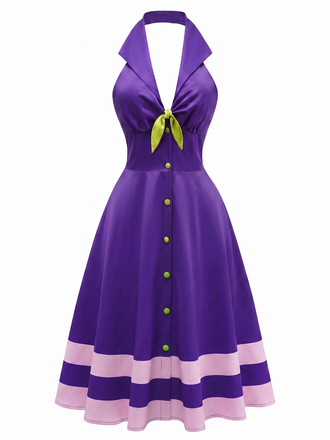 Lila 50er Kleid mit Neckholder