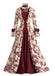 Rotes 30er Ballkleid mit Korsett und Rokoko-Blumen