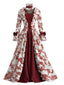 Rotes 30er Rokoko-Ballkleid mit Blumenmuster und Schnürung