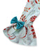 Blaues 70er Rokoko-Kleid mit Blumen-Print, Glockenärmeln und Rüschen