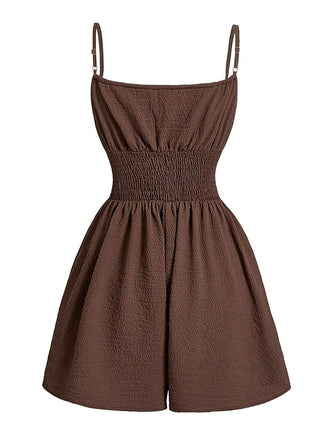 Brauner 50er Romper mit Spaghettiträger und Vorderbindung