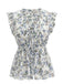 70er Top mit V-Ausschnitt und Blumen