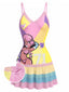 Rosa 60er Minikleid mit Hot-Girl-Print