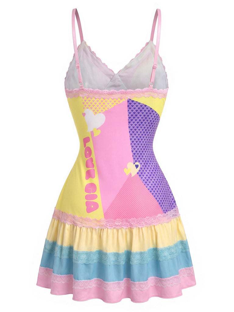 Rosa 60er Minikleid mit Hot-Girl-Print