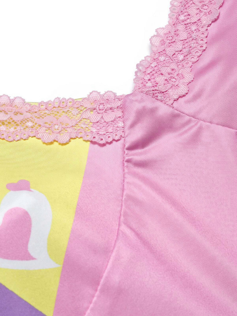 Rosa 60er Minikleid mit Hot-Girl-Print