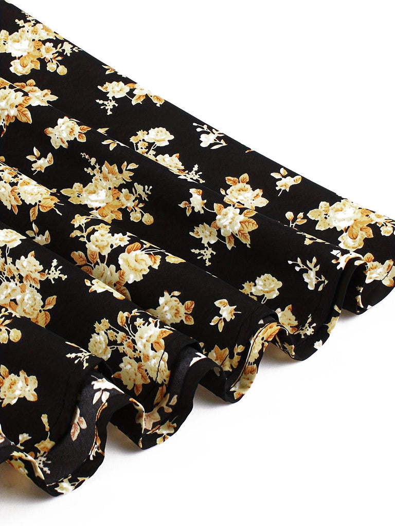 40er Ärmelloses Swingkleid mit Spaghettiträger und Blumen