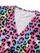 80er Wickelkleid mit Neon-Leopardenprint und Strick