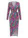 80er Wickelkleid mit Neon-Leopardenprint und Strick